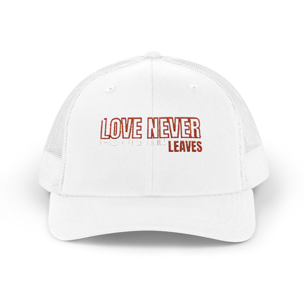 Love Never Leaves Trucker Cap | Thoughtful Gift | Georgia Peache Love Never Leaves Trucker Cap | Memorial Snapback Hat | Gift for Moms Cap | Stylish Summer Hat for Her | Thoughtful Remembrance Cap | Breathable Mesh Trucker Hat | Memory Gift Hat for Women | Casual Everyday Cap | Adjustable Snapback with Quote | Sentimental Cap for Mom